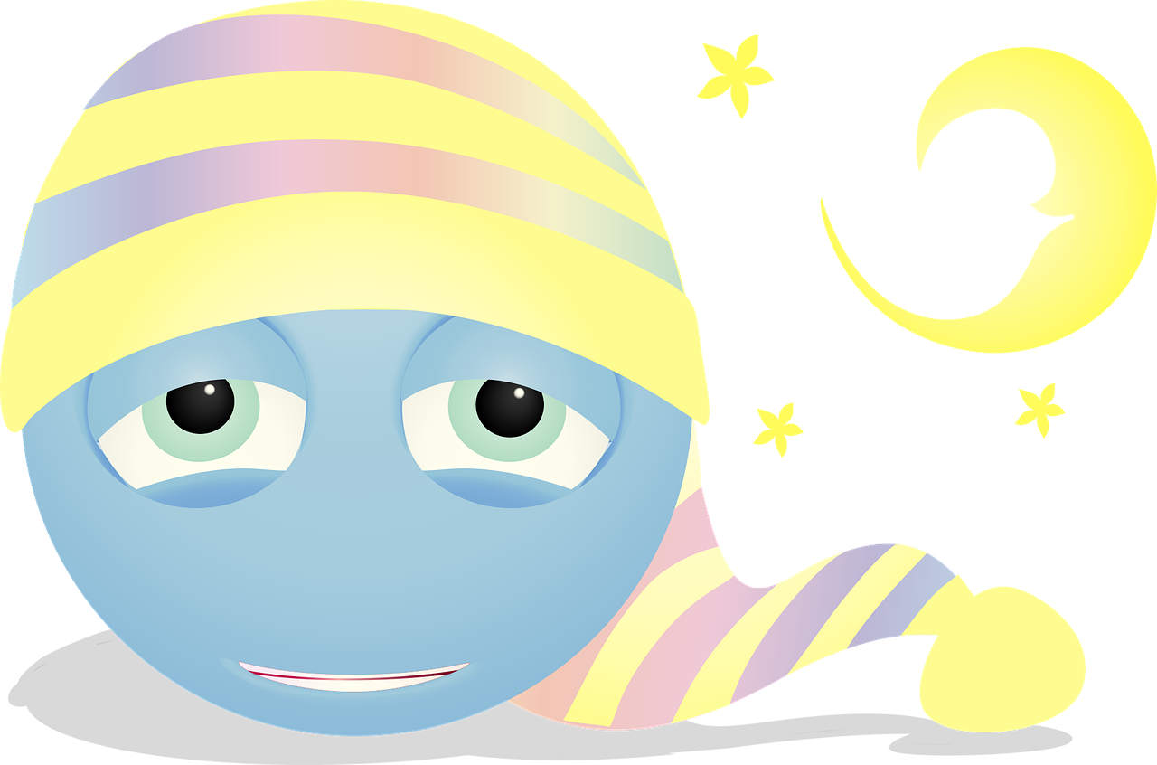 graphic, sleepy smiley, tired